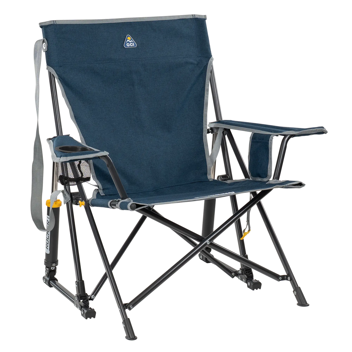 Smooth Motion Kickback Rocker - Choice 345 - Patented Spring-Action Rocking Chair for Camping - Heathered Indigo
