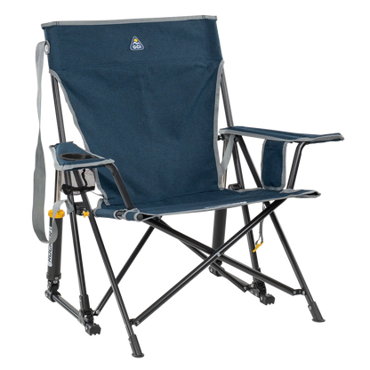 Smooth Motion Kickback Rocker - Choice 345 - Patented Spring-Action Rocking Chair for Camping - Heathered Indigo