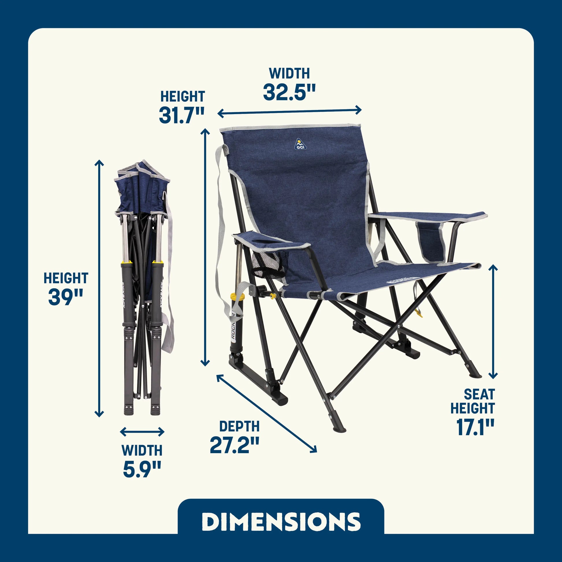 Smooth Motion Kickback Rocker - Choice 345 - Patented Spring-Action Rocking Chair for Camping Detail