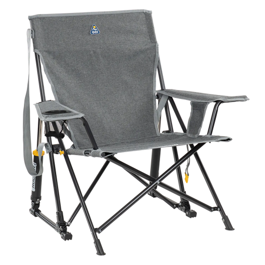 Smooth Motion Kickback Rocker - Choice 345 - Patented Spring-Action Rocking Chair for Camping - Heathered Pewter