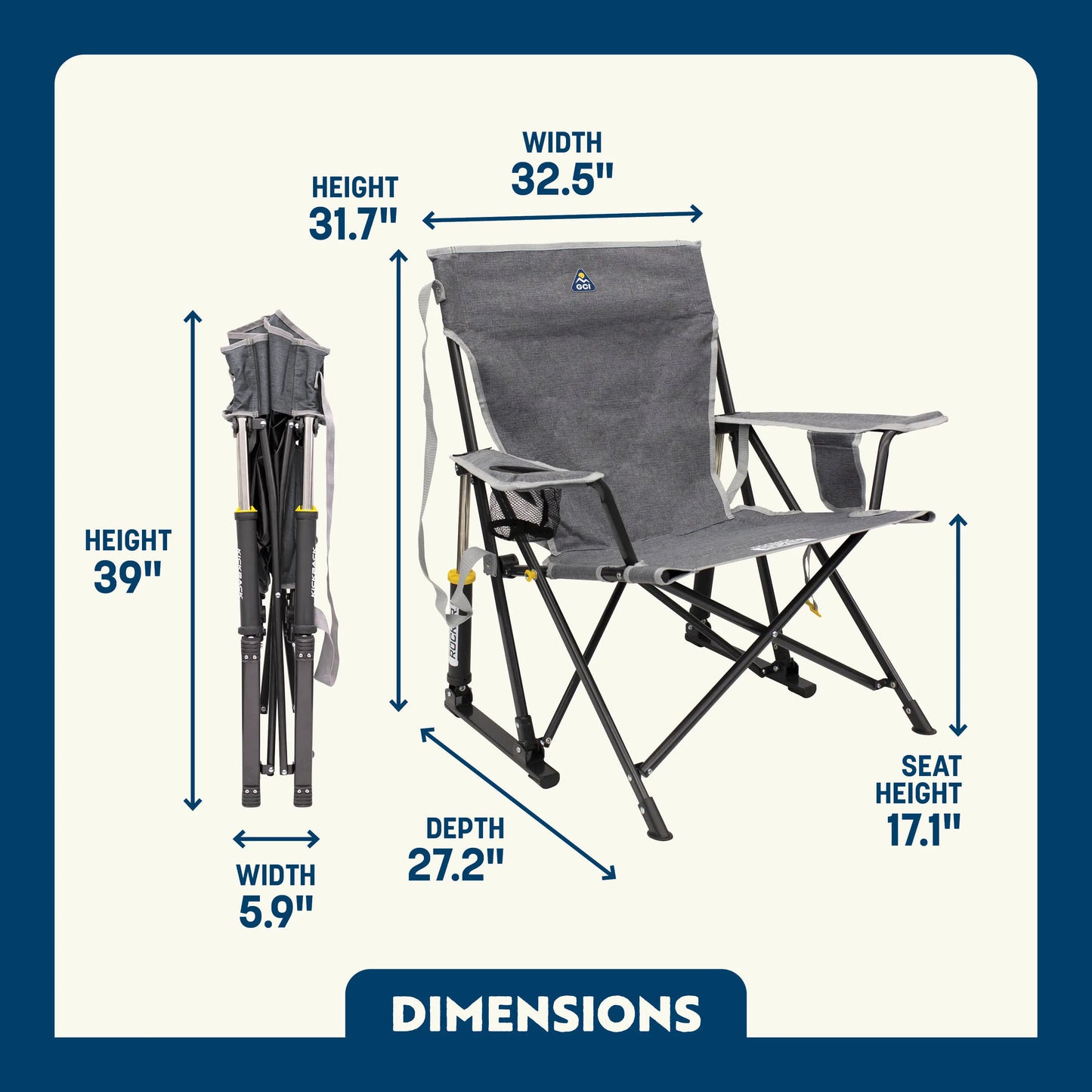 Smooth Motion Kickback Rocker - Choice 345 - Patented Spring-Action Rocking Chair for Camping Detail