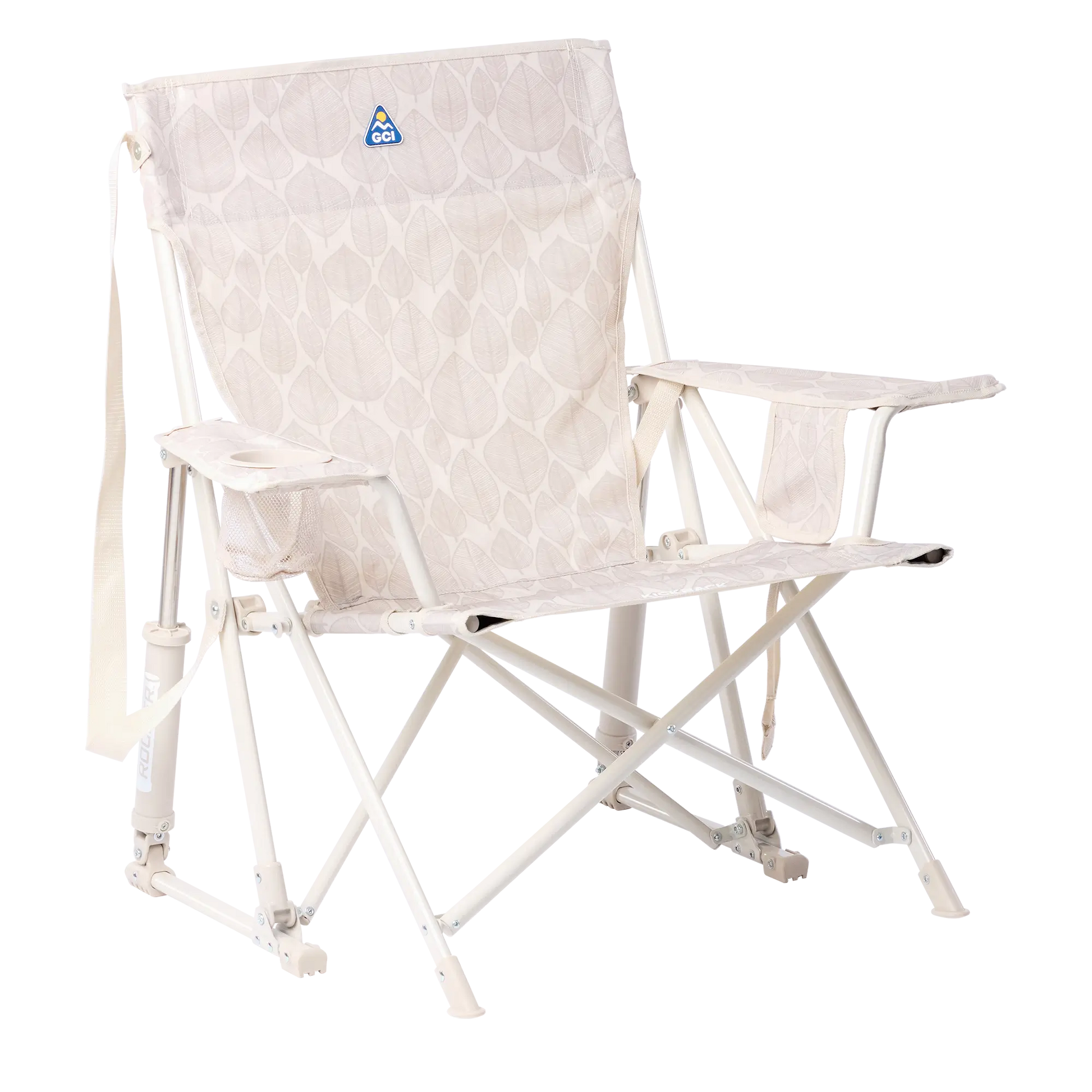 Smooth Motion Kickback Rocker - Choice 345 - Patented Spring-Action Rocking Chair for Camping - Soft Neutral Leaf