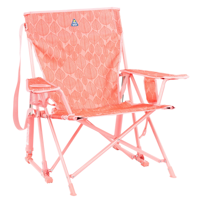 Smooth Motion Kickback Rocker - Choice 345 - Patented Spring-Action Rocking Chair for Camping - Soft Pink Leaf