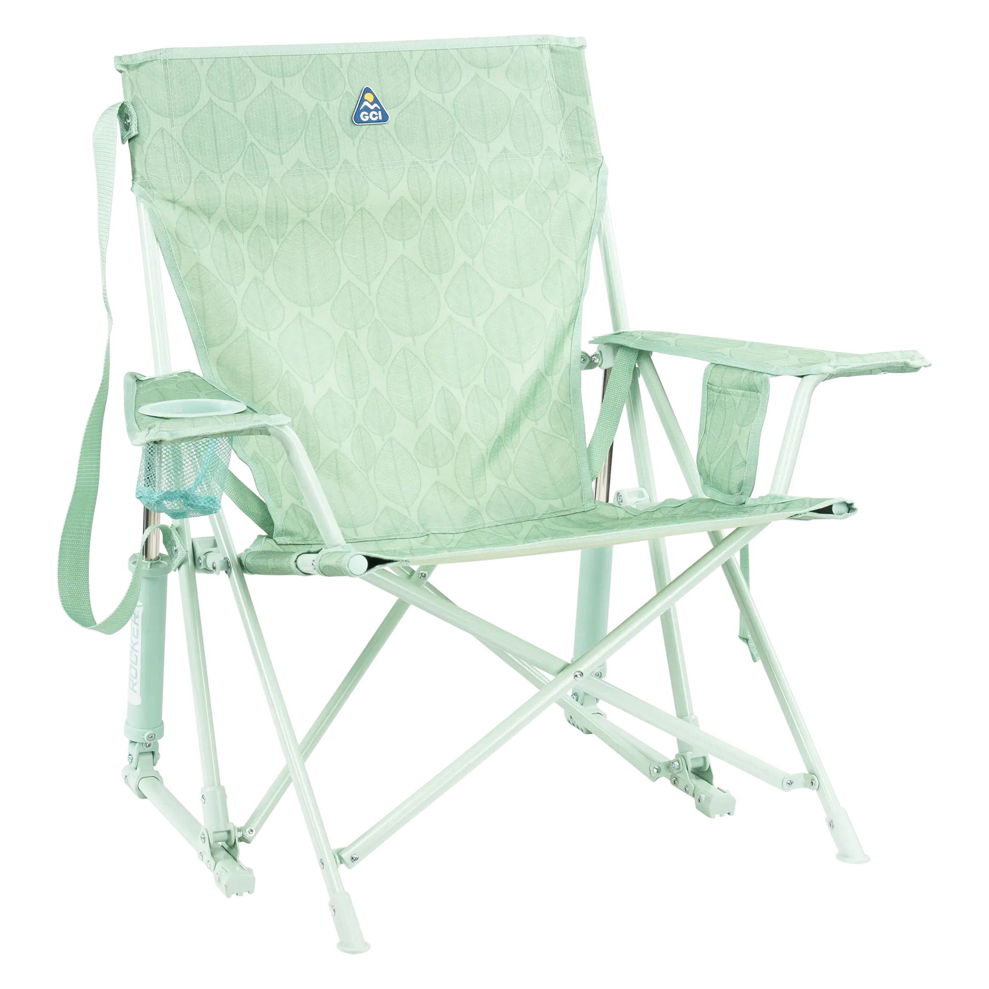 Smooth Motion Kickback Rocker - Choice 345 - Patented Spring-Action Rocking Chair for Camping - Pastel Green Leaf