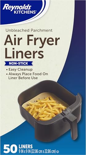Classic Reynolds Kitchens Air Fryer Liners Disposable, Unbleached Parchment Paper