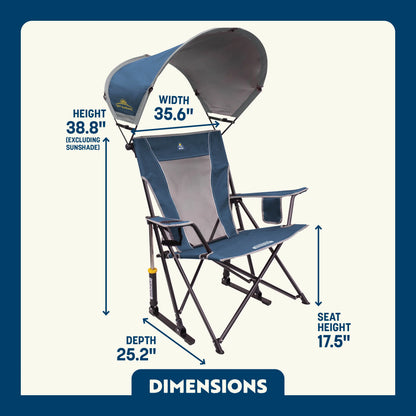 Premium All-Weather SunShade Rocker - Choice 550 - RoadTrip Rocker Smooth Motion Camp Chair Detail