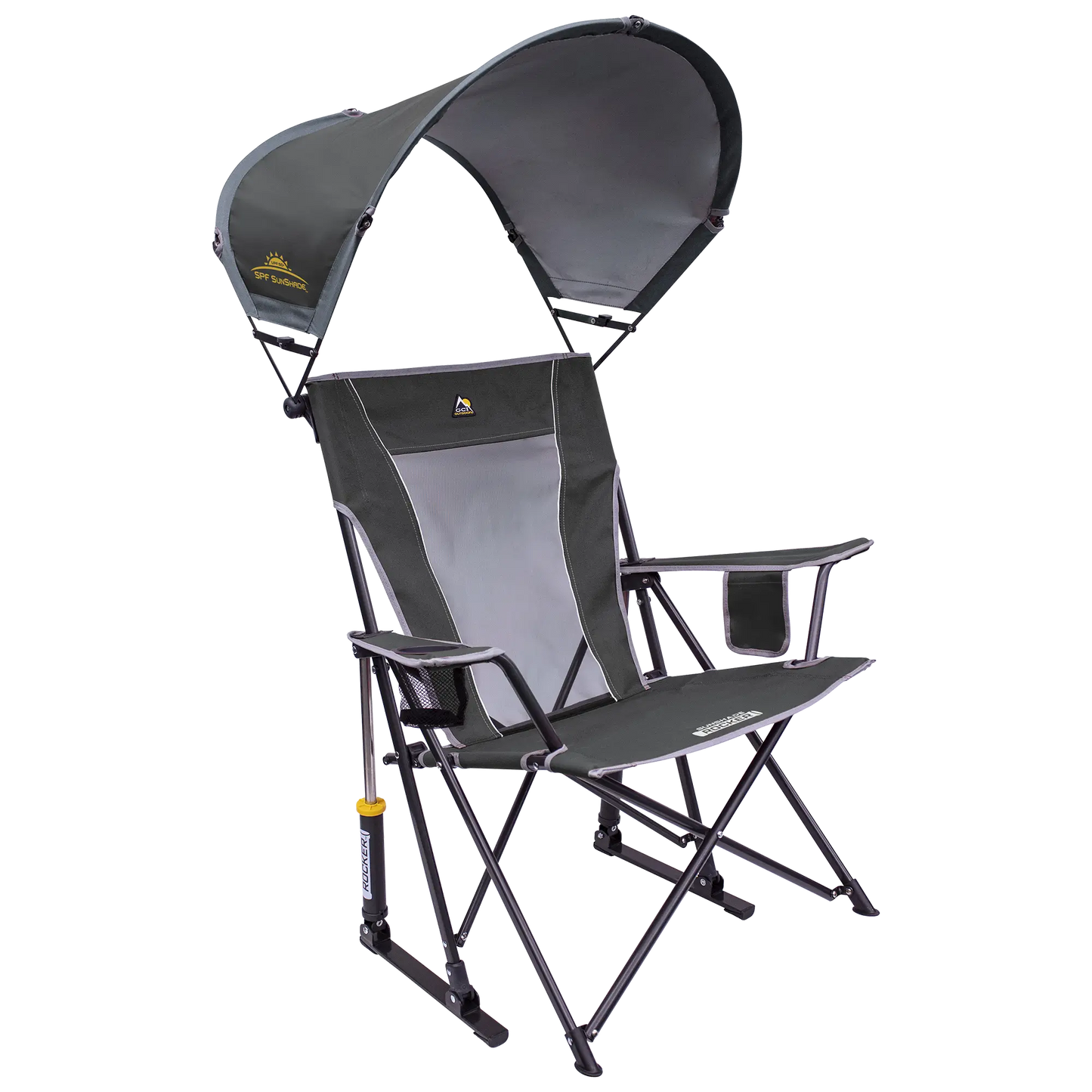 Premium All-Weather SunShade Rocker - Choice 550 - RoadTrip Rocker Smooth Motion Camp Chair - Pewter