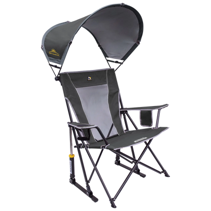 Premium All-Weather SunShade Rocker - Choice 550 - RoadTrip Rocker Smooth Motion Camp Chair - Pewter