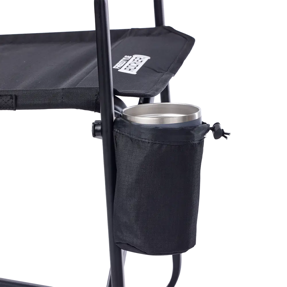 Luxury Camp Freestyle Rocker Elite - Choice 460 - Heavy-Duty Kickback Rocker with Beverage Holder Detail