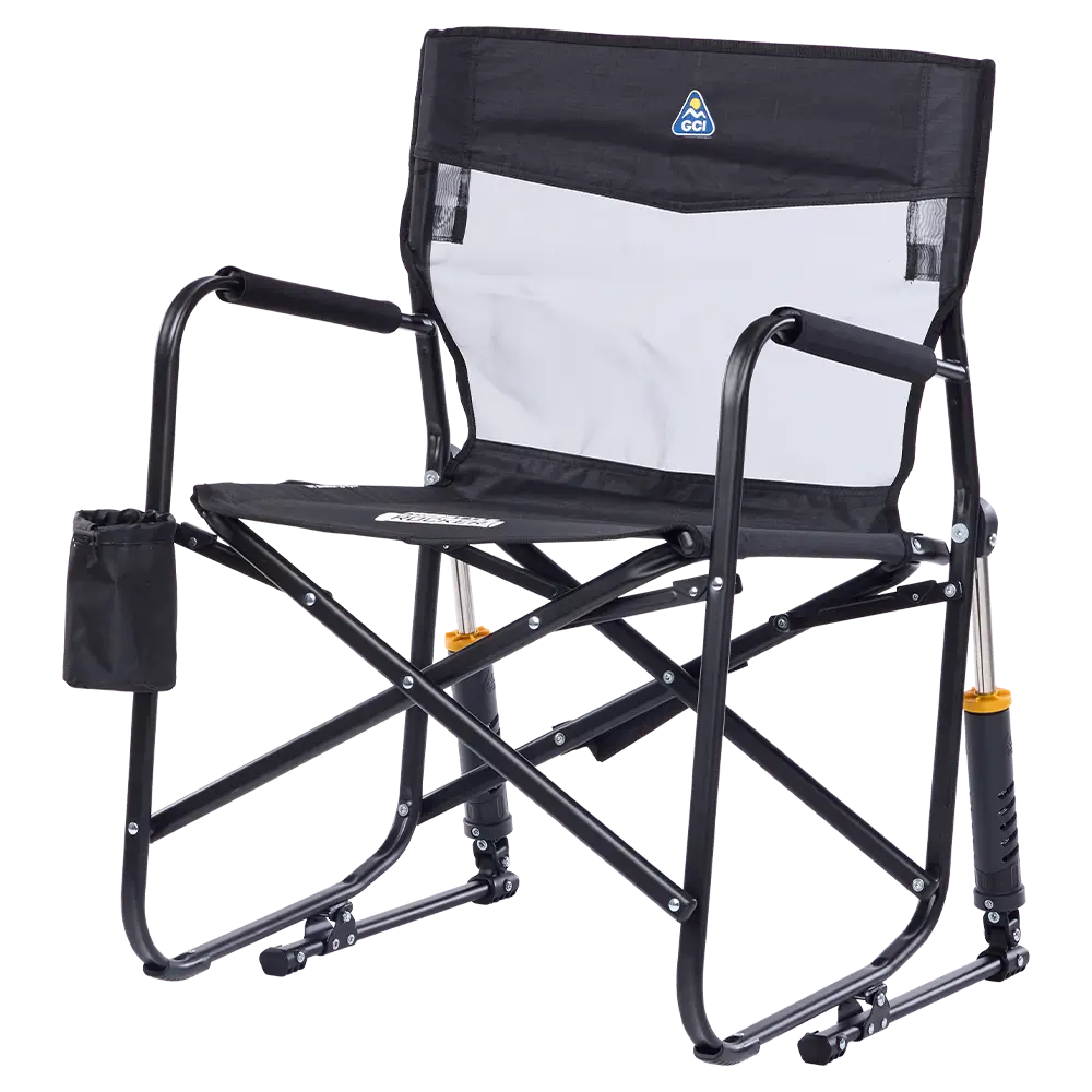 Luxury Camp Freestyle Rocker Elite - Choice 460 - Heavy-Duty Kickback Rocker with Beverage Holder Detail