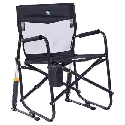Luxury Camp Freestyle Rocker Elite - Choice 460 - Heavy-Duty Kickback Rocker with Beverage Holder - Black