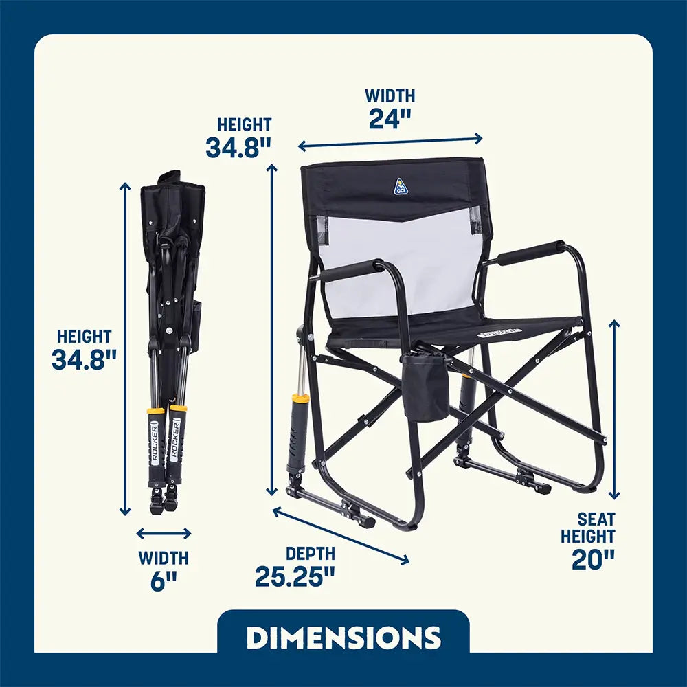 Luxury Camp Freestyle Rocker Elite - Choice 460 - Heavy-Duty Kickback Rocker with Beverage Holder Detail