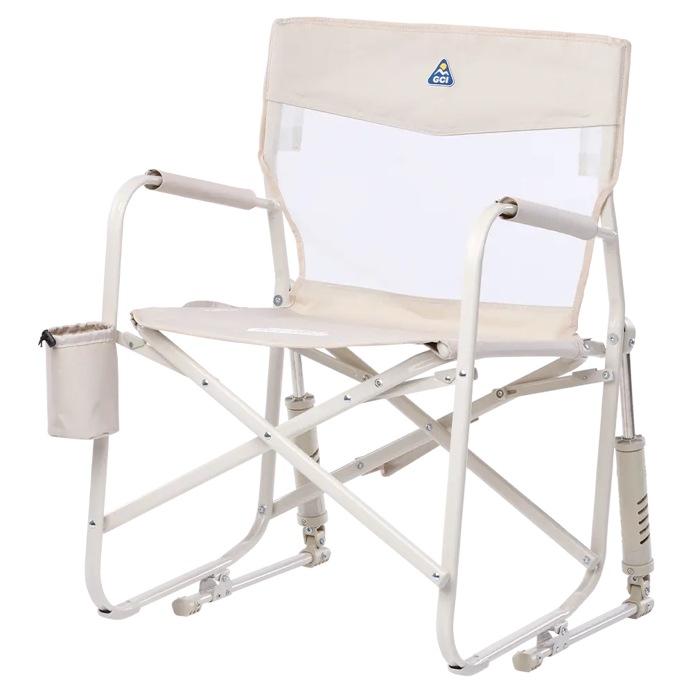 Luxury Camp Freestyle Rocker Elite - Choice 460 - Heavy-Duty Kickback Rocker with Beverage Holder Detail