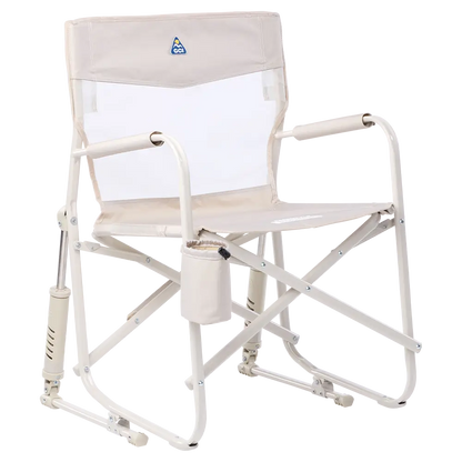 Luxury Camp Freestyle Rocker Elite - Choice 460 - Heavy-Duty Kickback Rocker with Beverage Holder - Soft Neutral