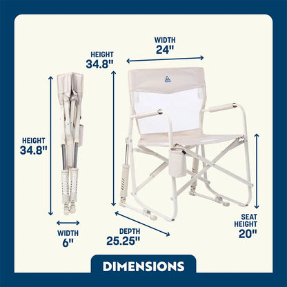Luxury Camp Freestyle Rocker Elite - Choice 460 - Heavy-Duty Kickback Rocker with Beverage Holder Detail