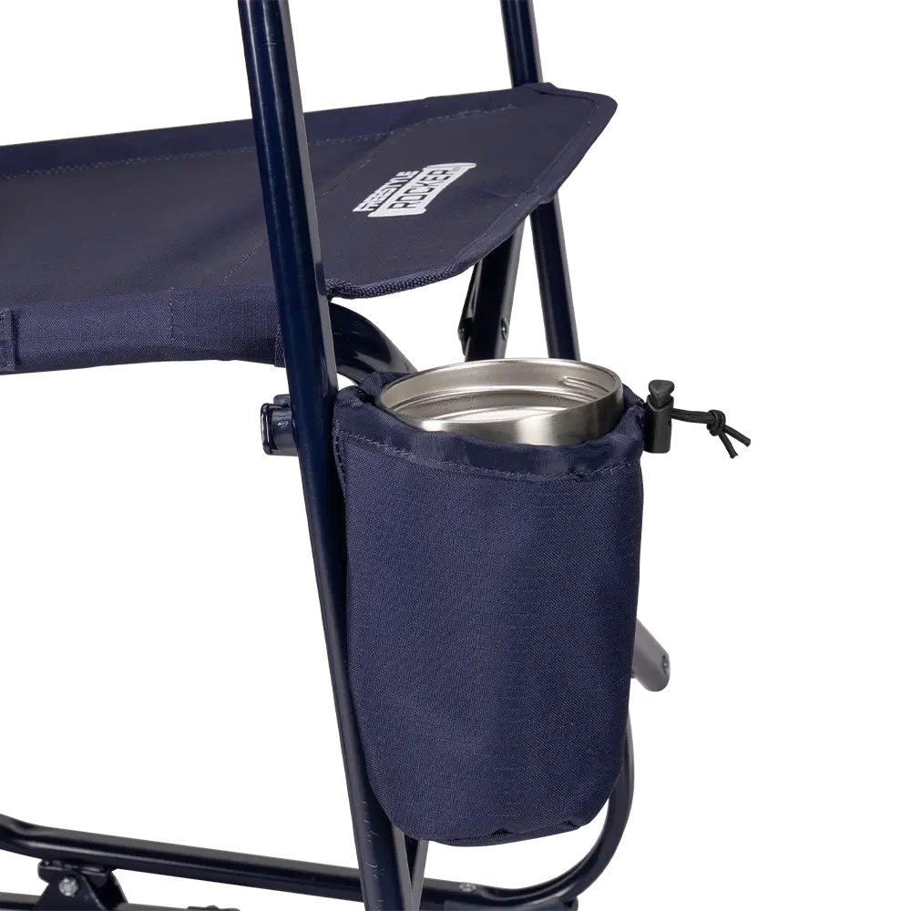 Luxury Camp Freestyle Rocker Elite - Choice 460 - Heavy-Duty Kickback Rocker with Beverage Holder Detail