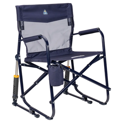 Luxury Camp Freestyle Rocker Elite - Choice 460 - Heavy-Duty Kickback Rocker with Beverage Holder - Rich Blue