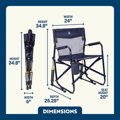 Luxury Camp Freestyle Rocker Elite - Choice 460 - Heavy-Duty Kickback Rocker with Beverage Holder Detail