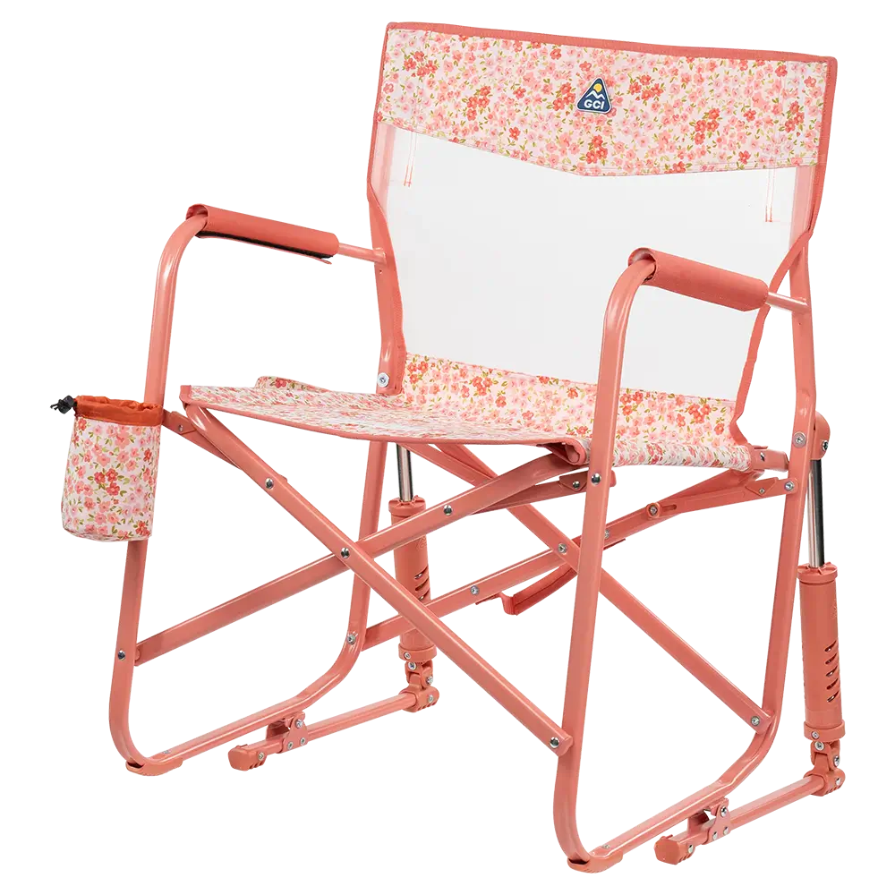 Luxury Camp Freestyle Rocker Elite - Choice 460 - Heavy-Duty Kickback Rocker with Beverage Holder Detail