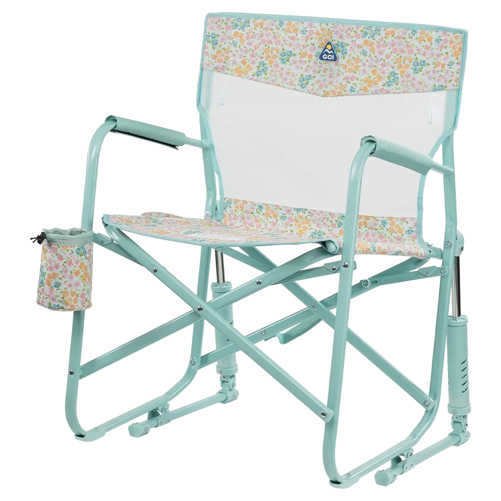 Luxury Camp Freestyle Rocker Elite - Choice 460 - Heavy-Duty Kickback Rocker with Beverage Holder Detail