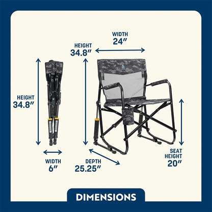 Luxury Camp Freestyle Rocker Elite - Choice 460 - Heavy-Duty Kickback Rocker with Beverage Holder Detail
