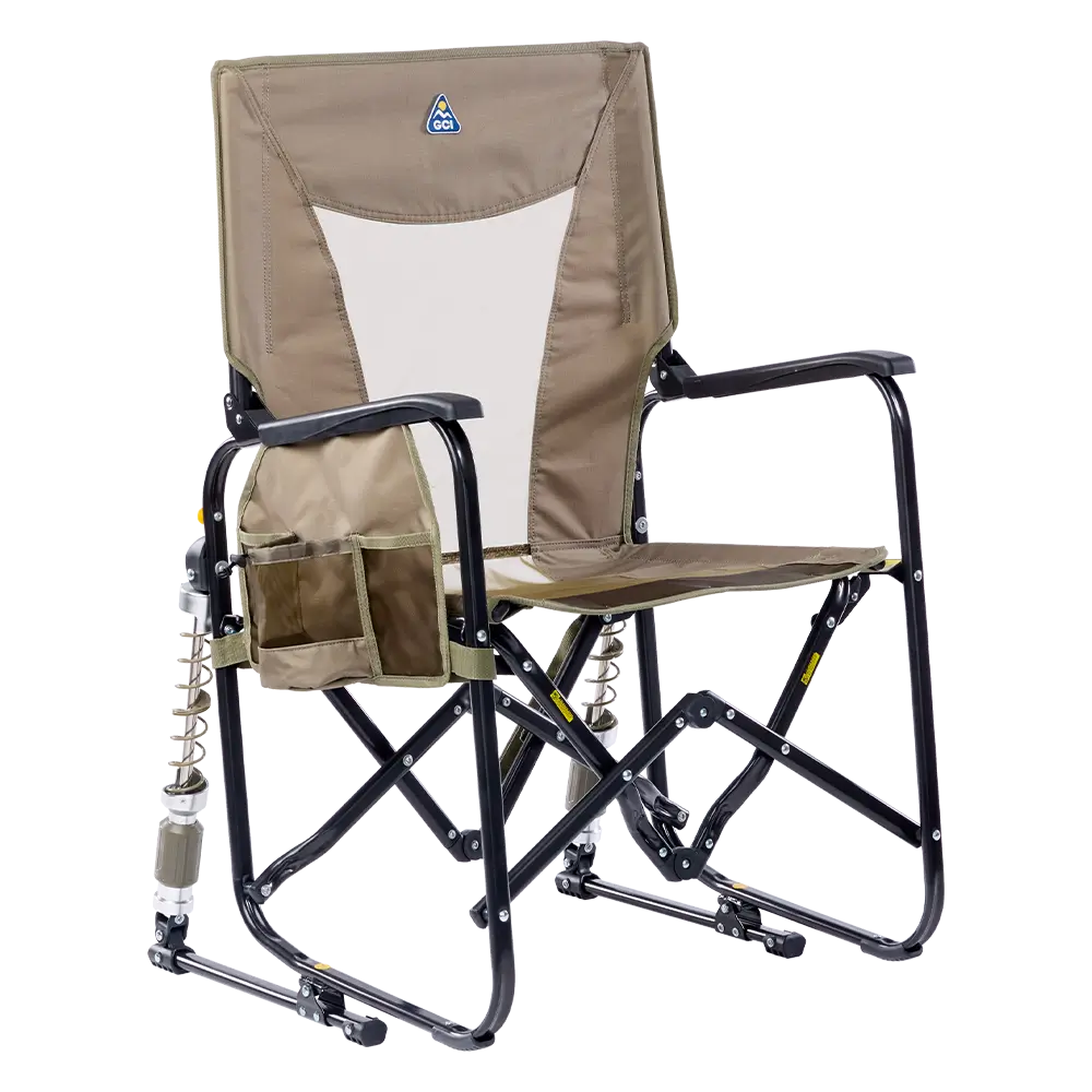 Patented Spring-Action Adjustable Rocker - Choice 573 - Freestyle Rocker Portable Outdoor Folding Chair - Aged Fatigue