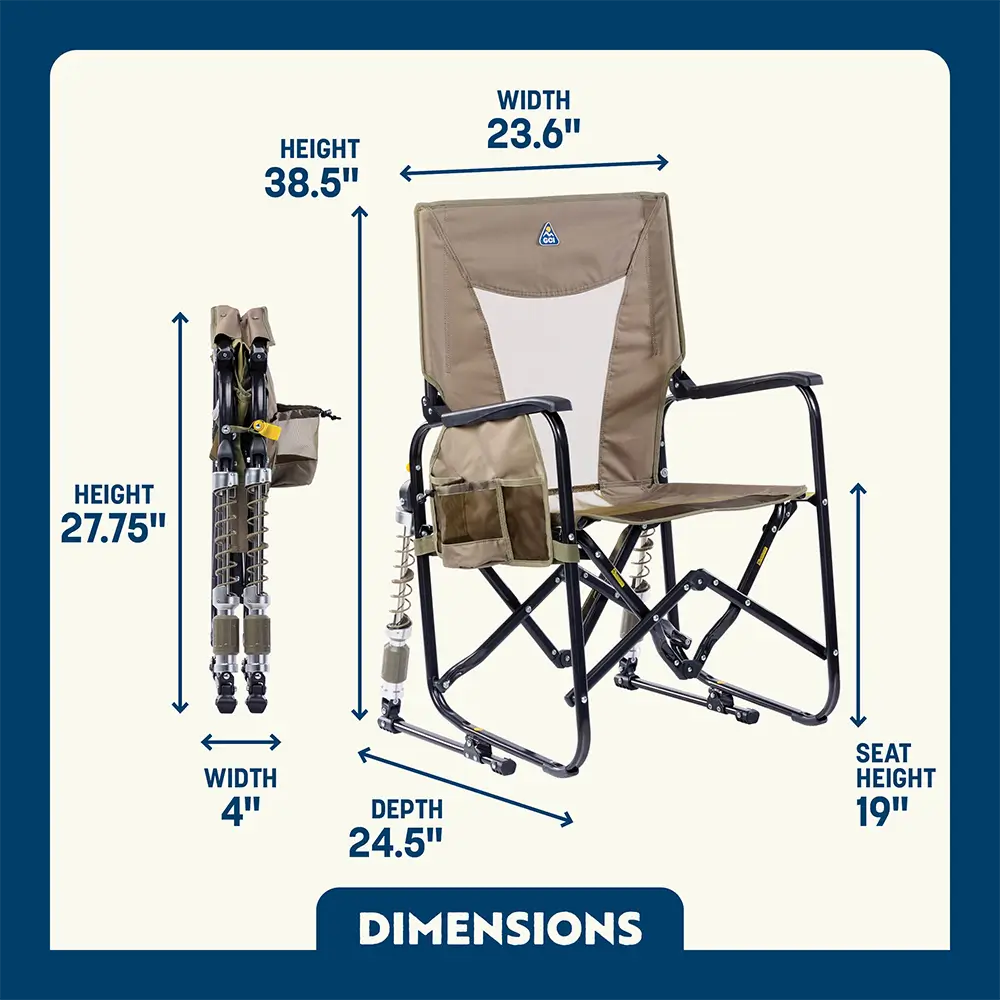 Patented Spring-Action Adjustable Rocker - Choice 573 - Freestyle Rocker Portable Outdoor Folding Chair Detail
