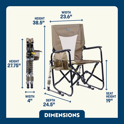 Patented Spring-Action Adjustable Rocker - Choice 573 - Freestyle Rocker Portable Outdoor Folding Chair Detail