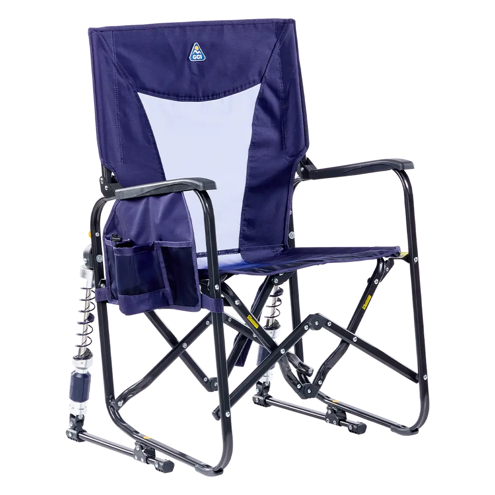 Patented Spring-Action Adjustable Rocker - Choice 573 - Freestyle Rocker Portable Outdoor Folding Chair - Rich Blue