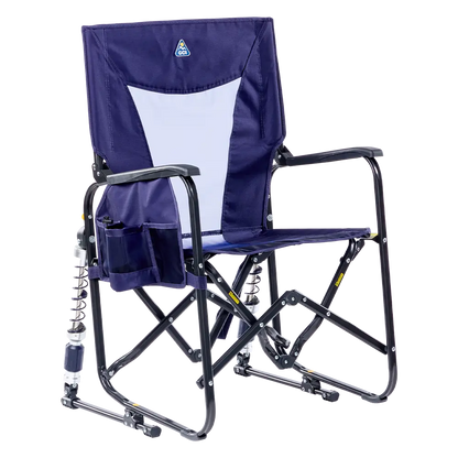 Patented Spring-Action Adjustable Rocker - Choice 573 - Freestyle Rocker Portable Outdoor Folding Chair - Rich Blue