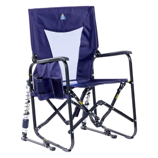 Patented Spring-Action Adjustable Rocker - Choice 573 - Freestyle Rocker Portable Outdoor Folding Chair - Rich Blue