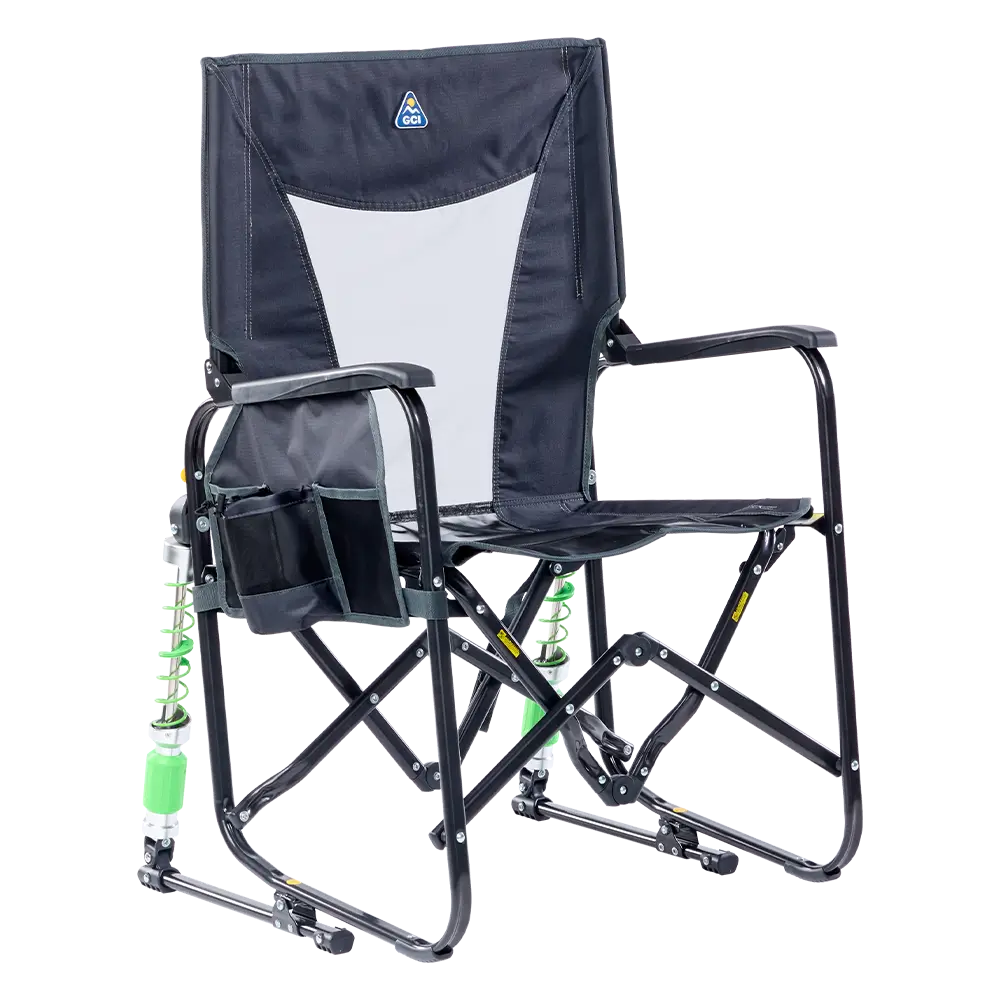 Patented Spring-Action Adjustable Rocker - Choice 573 - Freestyle Rocker Portable Outdoor Folding Chair - Dark Charcoal