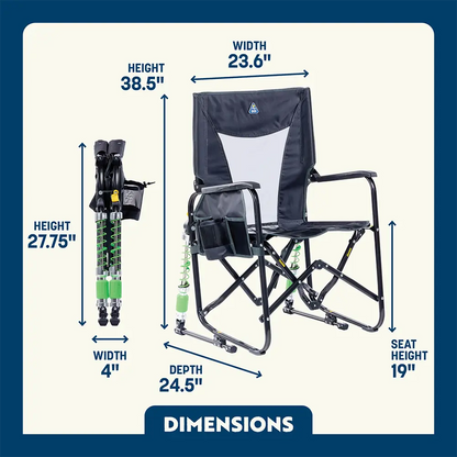 Patented Spring-Action Adjustable Rocker - Choice 573 - Freestyle Rocker Portable Outdoor Folding Chair Detail