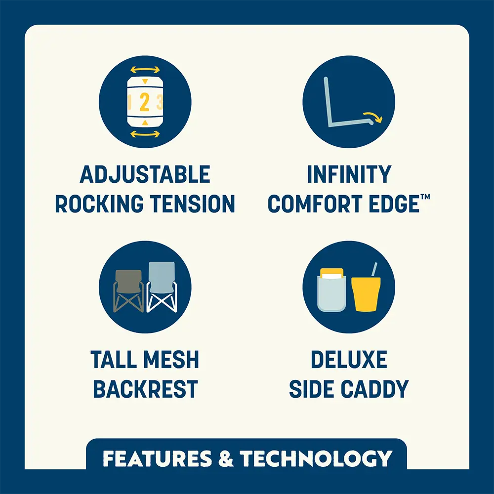 Patented Spring-Action Adjustable Rocker - Choice 573 - Freestyle Rocker Portable Outdoor Folding Chair Detail