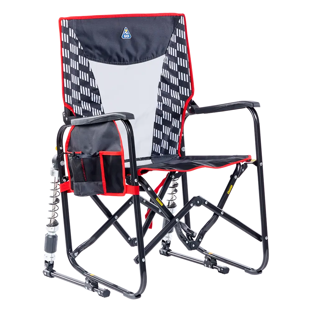 Patented Spring-Action Adjustable Rocker - Choice 573 - Freestyle Rocker Portable Outdoor Folding Chair - Charcoal Racing