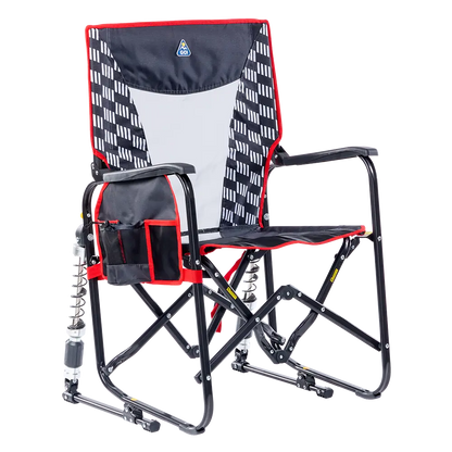 Patented Spring-Action Adjustable Rocker - Choice 573 - Freestyle Rocker Portable Outdoor Folding Chair - Charcoal Racing