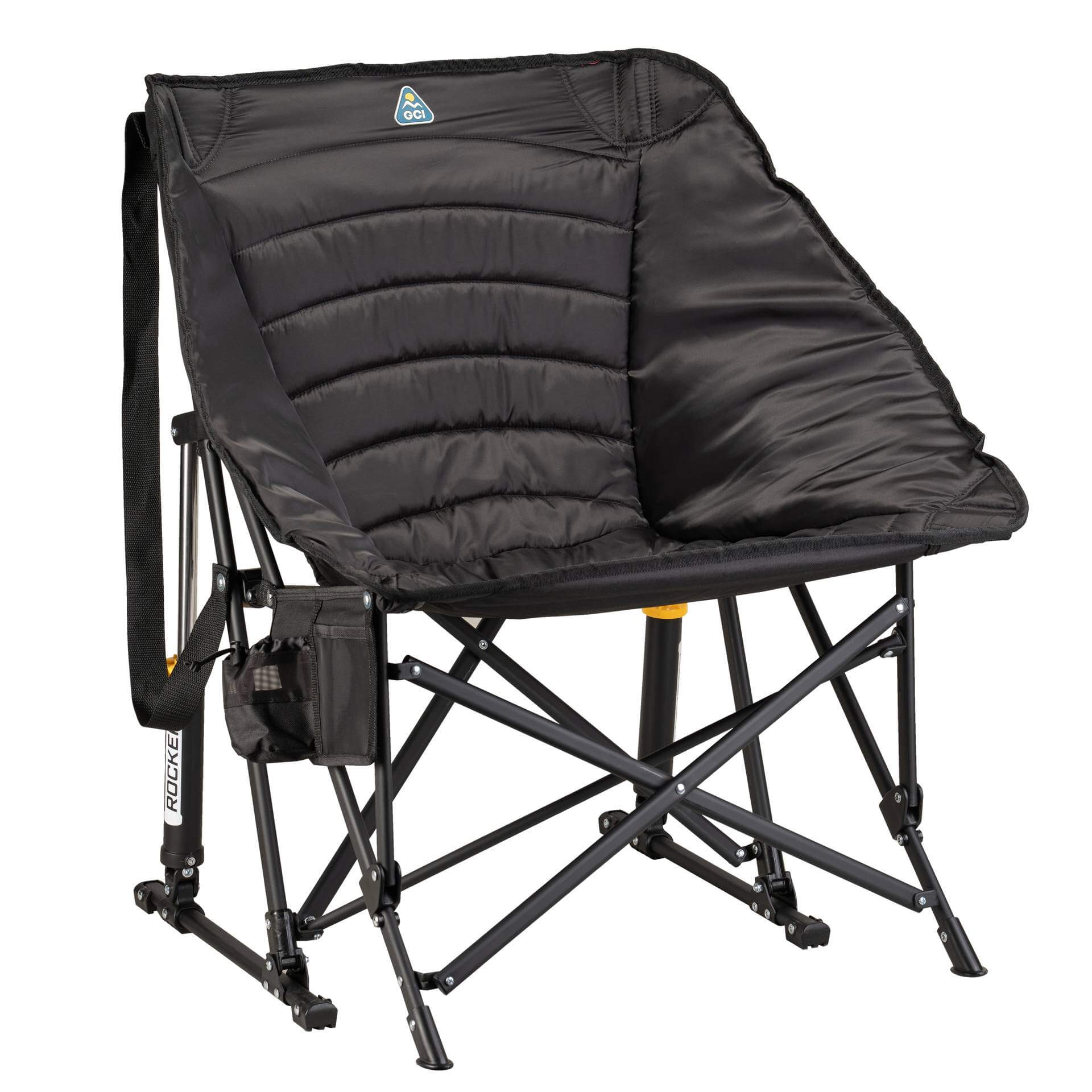 Patented Spring-Action Puff Rocker - Choice 731 - RoadTrip Rocker Smooth Motion Camp Chair - Black