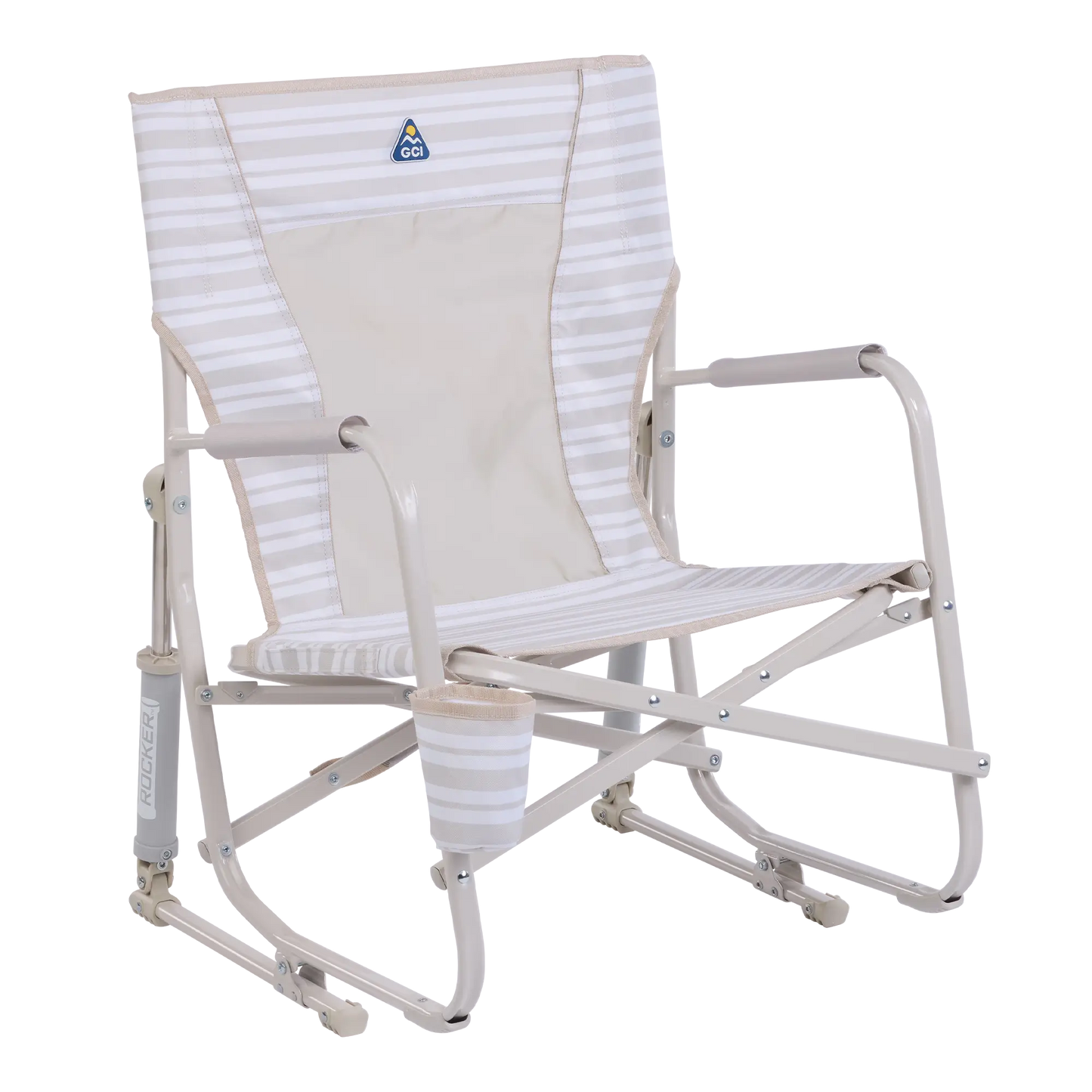 Smooth Motion Beach Rocker - Choice 712 - Freestyle Rocker Portable Outdoor Folding Chair - Neutral Stripe