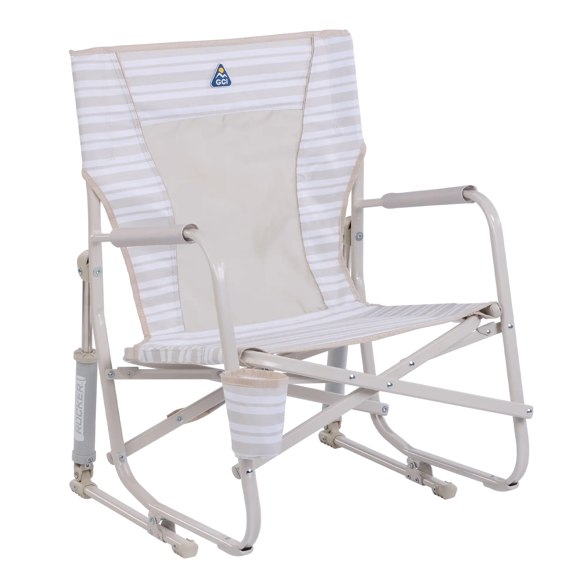 Smooth Motion Beach Rocker - Choice 712 - Freestyle Rocker Portable Outdoor Folding Chair - Neutral Stripe