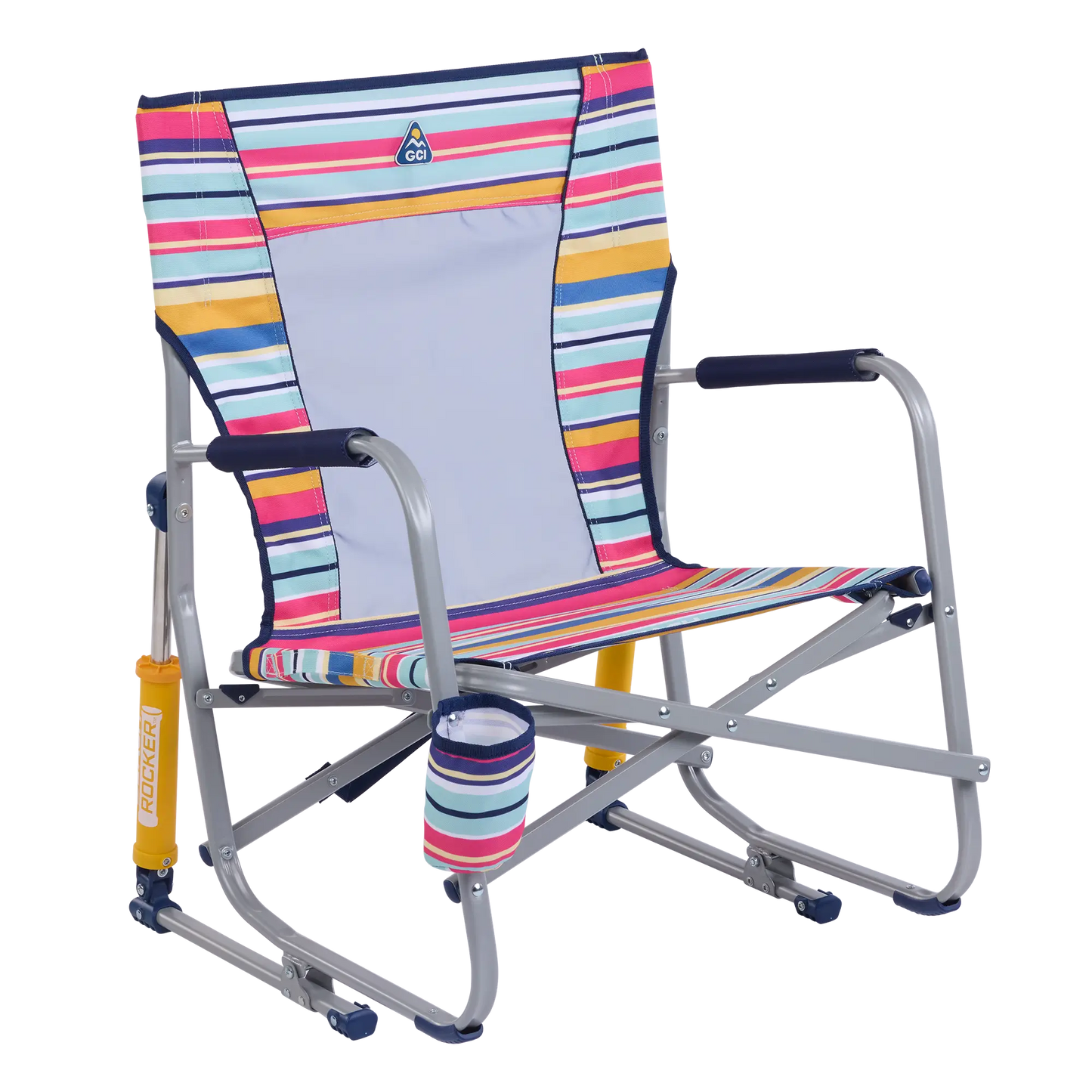 Smooth Motion Beach Rocker - Choice 712 - Freestyle Rocker Portable Outdoor Folding Chair - Multi Stripe