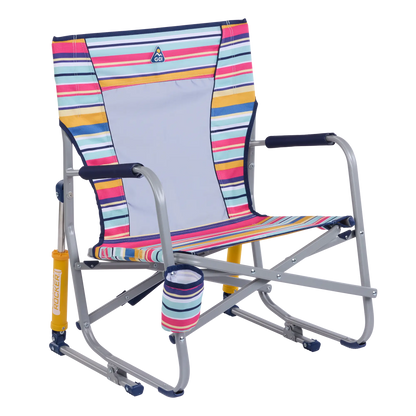 Smooth Motion Beach Rocker - Choice 712 - Freestyle Rocker Portable Outdoor Folding Chair - Multi Stripe