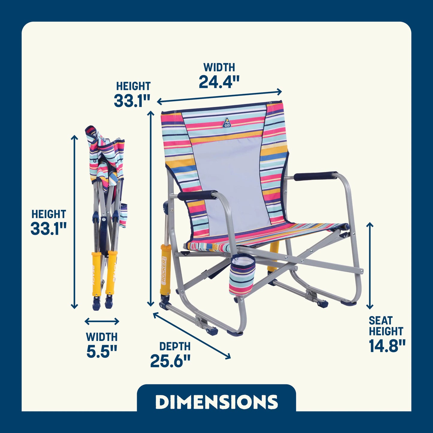 Smooth Motion Beach Rocker - Choice 712 - Freestyle Rocker Portable Outdoor Folding Chair Detail