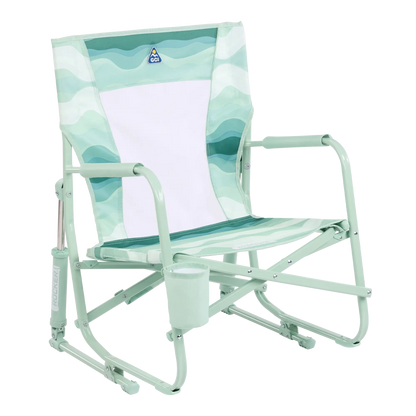 Smooth Motion Beach Rocker - Choice 712 - Freestyle Rocker Portable Outdoor Folding Chair - Green Beach Wave