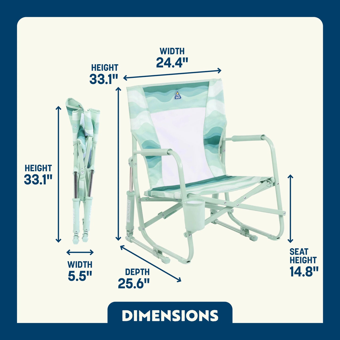 Smooth Motion Beach Rocker - Choice 712 - Freestyle Rocker Portable Outdoor Folding Chair Detail