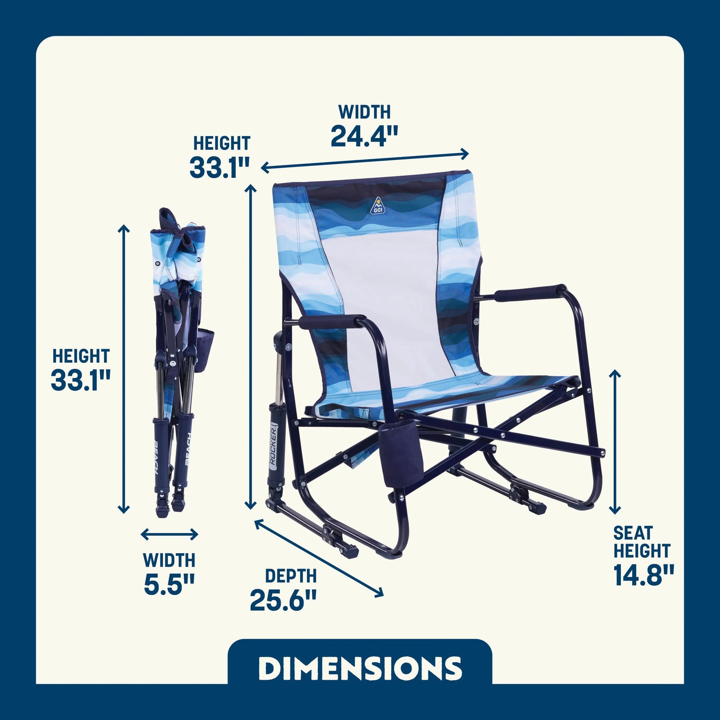 Smooth Motion Beach Rocker - Choice 712 - Freestyle Rocker Portable Outdoor Folding Chair Detail