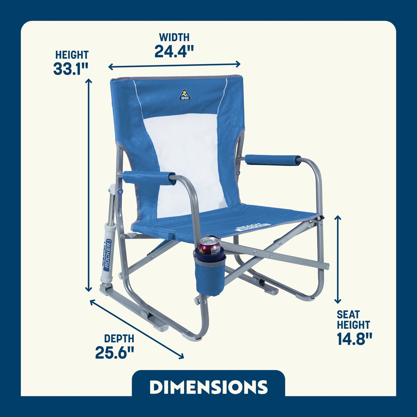Premium All-Weather Beach Rocker Bundle - Choice 773 - Freestyle Rocker Portable Outdoor Folding Chair Detail