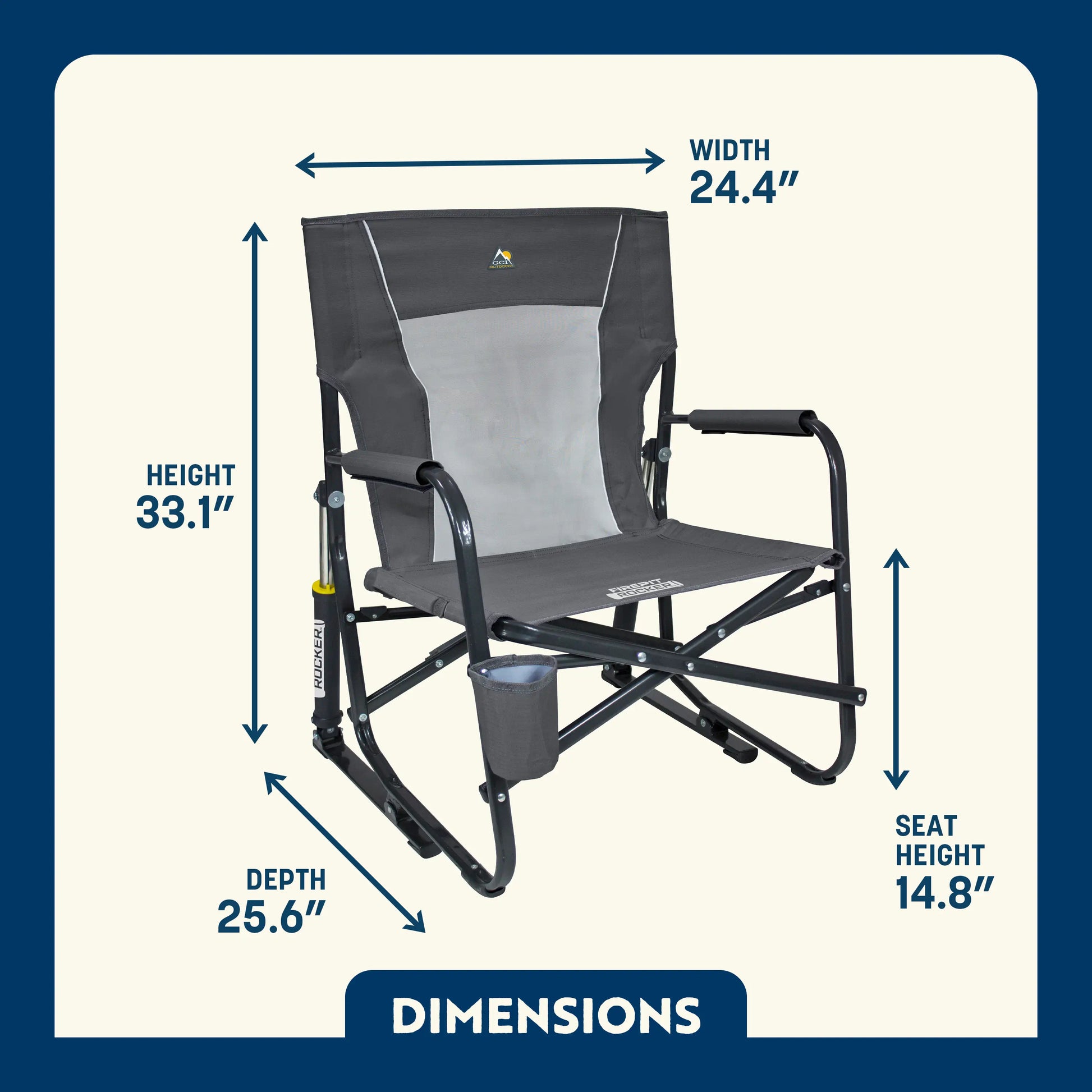 Heavy-Duty Freestyle FirePit Rocker - Choice 737 - Freestyle Rocker Portable Outdoor Folding Chair Detail