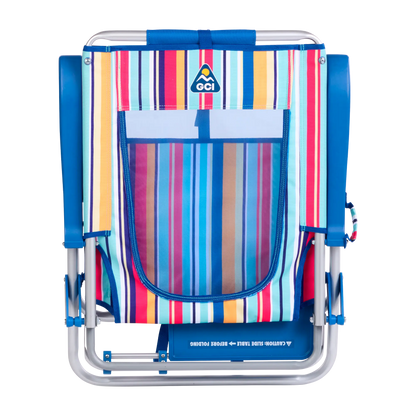 Backpack Travel Big Surf with Slide Table - Choice 334 - Low-Profile Reclining Beach Chair with Backpack Straps Detail