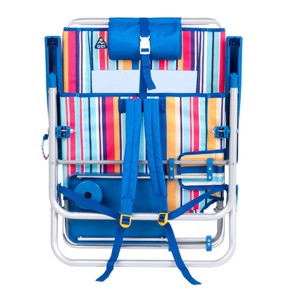 Backpack Travel Big Surf with Slide Table - Choice 334 - Low-Profile Reclining Beach Chair with Backpack Straps Detail