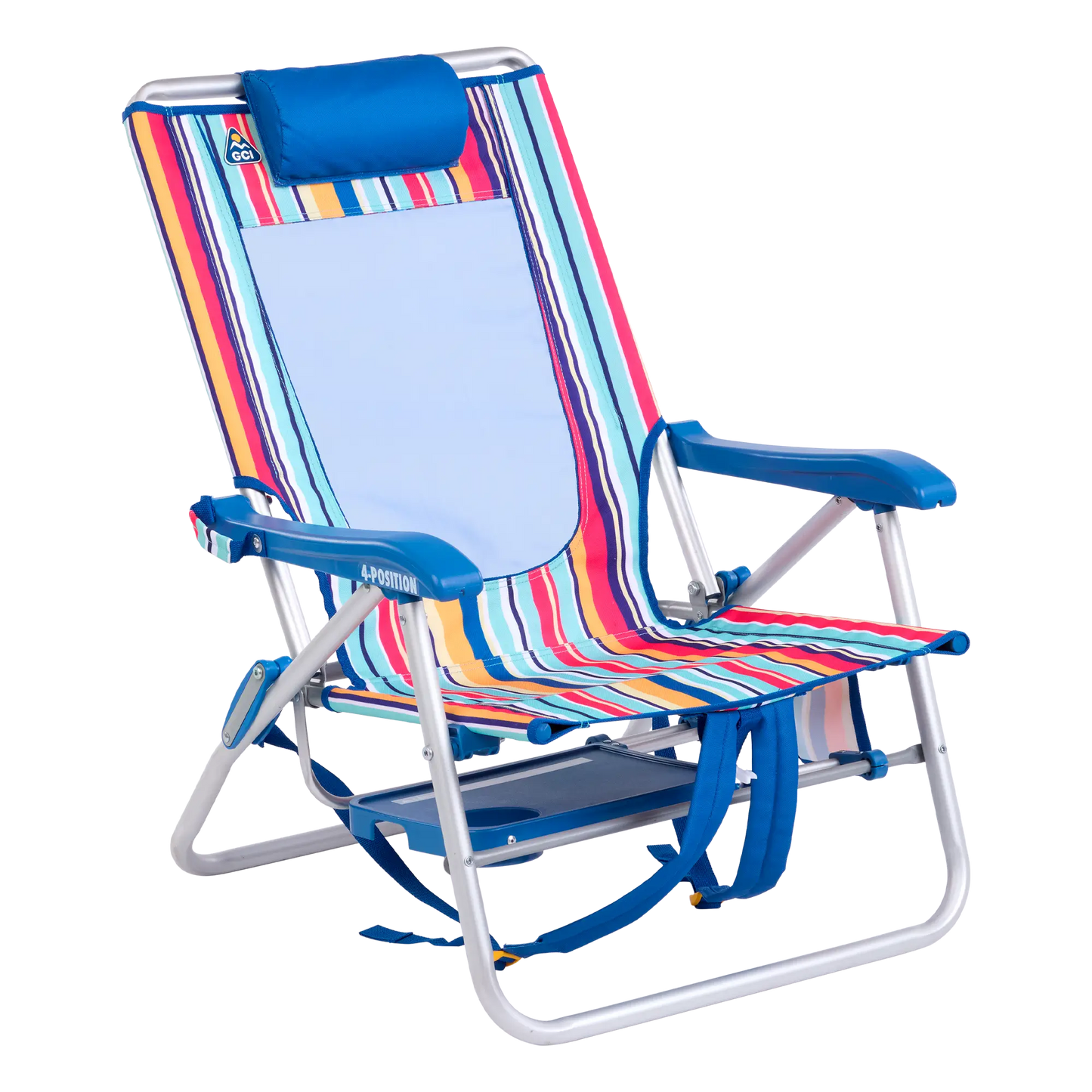 Backpack Travel Big Surf with Slide Table - Choice 334 - Low-Profile Reclining Beach Chair with Backpack Straps Detail